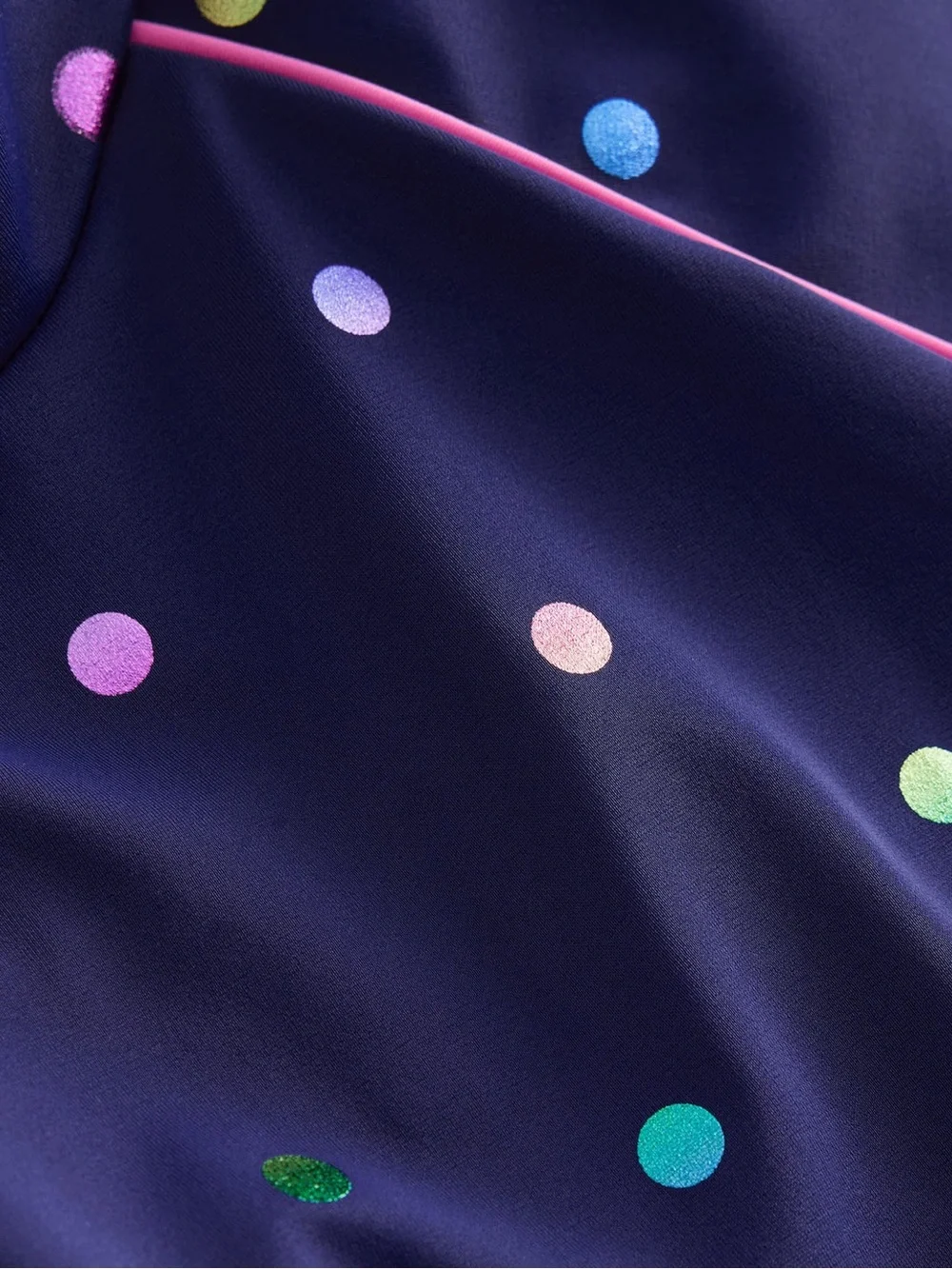Mini Boden Sunsafe Navy Long-Sleeve Rash Guard with Metallic Polka Dots Size 5/6
